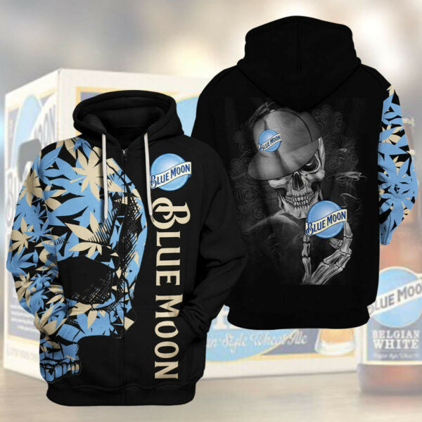 Blue Moon Beer Hoodie, Skull Weed Flag Trending Hoodie 552 86