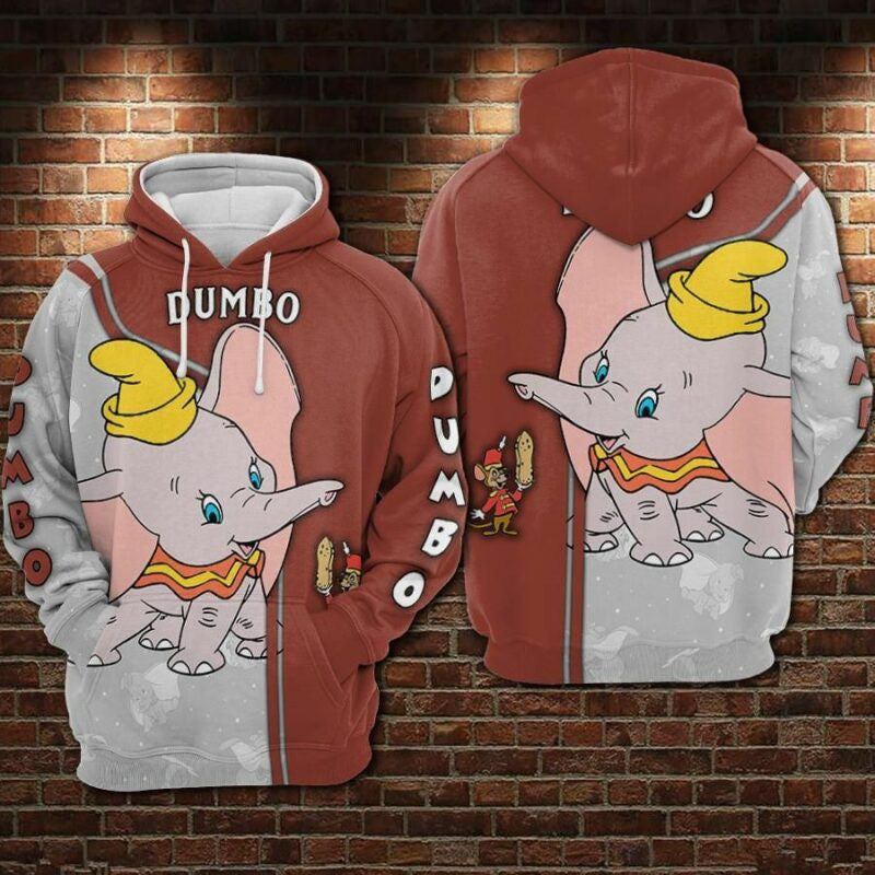 Dumbo Over Print 3d Hoodie Zip Hoodie