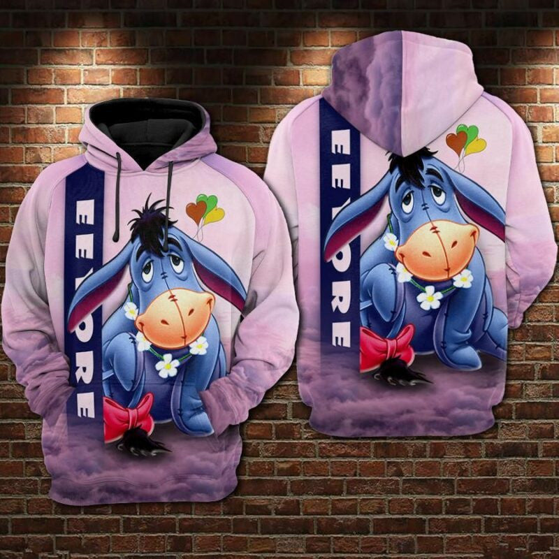 Eeyore Cartoon Winnie The Pooh Movie Disney Over Print 3d Hoodie Zip Hoodie