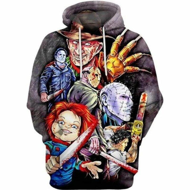 Freddy Krueger Michael Myers Jason Leatherface Chucky 3d Hoodie