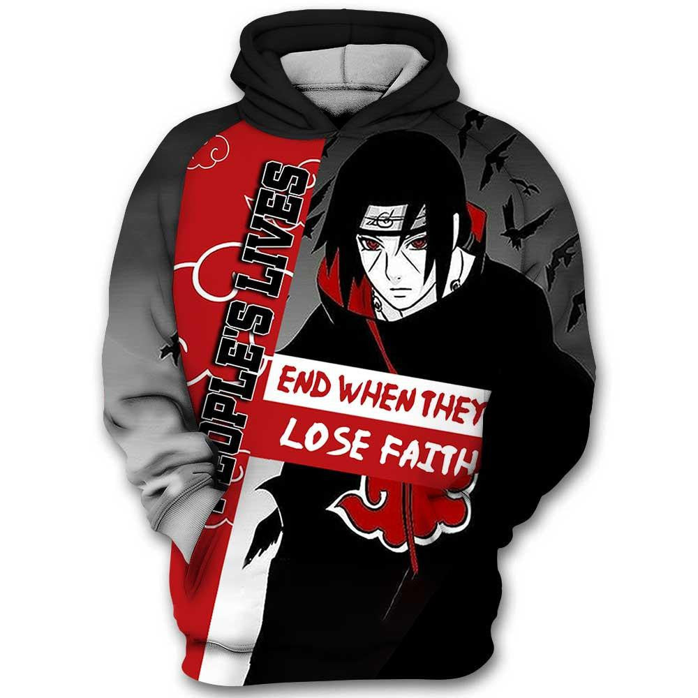 Itachi Uchiha Aktasuki Naruto Anime, Itachi People Lives End When They Lose Faith All Over Print Hoodie, Zip Hoodie