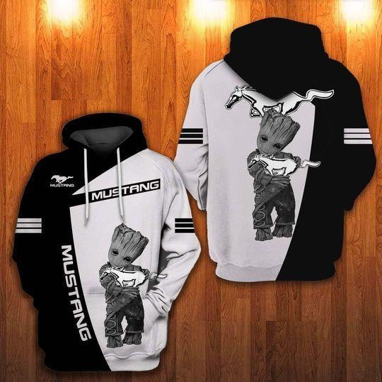 Baby Groot With Mustang 3d Hoodie Zip Hoodie