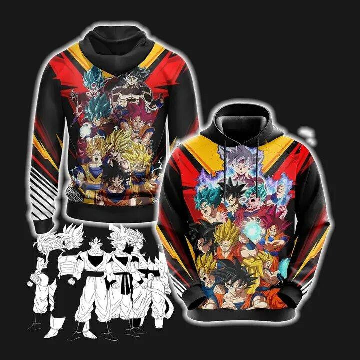 Dragon Ball Hoodie Goku All Versions Black Goku 3d Hoodie Zip Hoodie