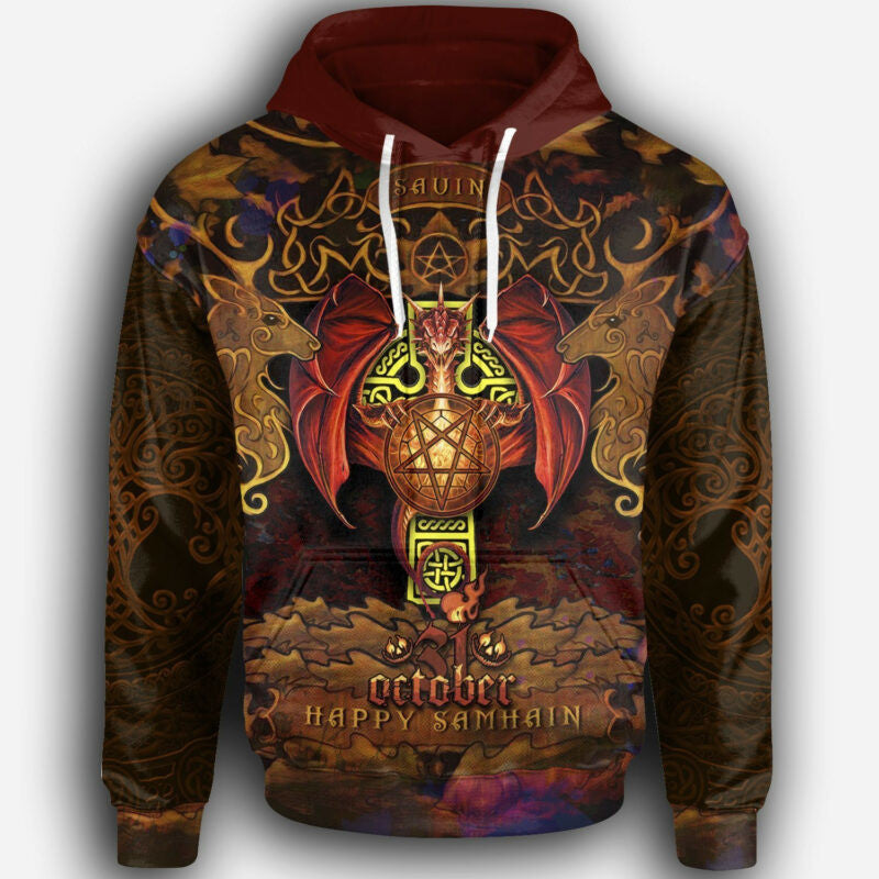 31 October Happy Samhain Dragon 3d Hoodie Zip Hoodie