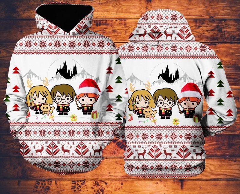 Harry Potter Hermione Granger Ron Weasley Christmas Over Print 3d Hoodie Zip Hoodie 2