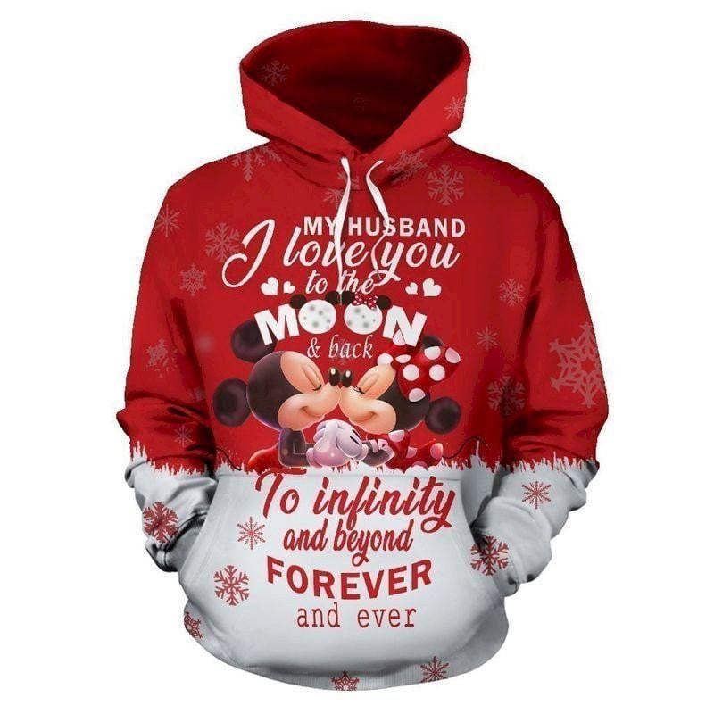 Mickey And Minnie Mouse Disney Love, I Love You To Infinity And Forever Aop Hoodie