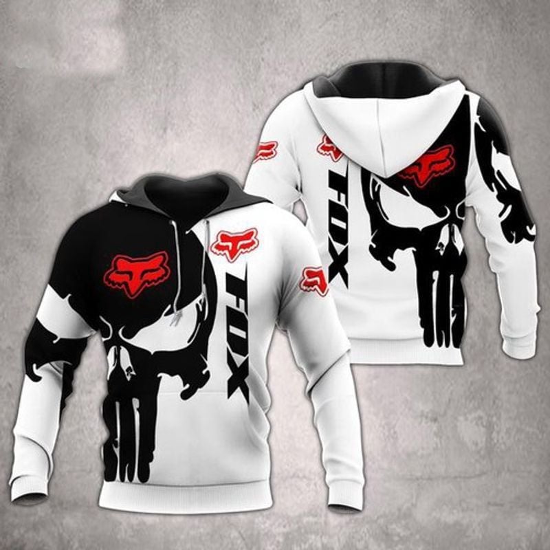 Fox Punisher Skull White Black Men And Women 3d Hoodie