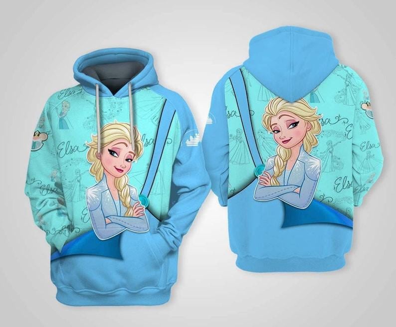 Frozen Elsa Princess Disney Cartoon Fan Gift, Pretty Elsa All Over Print Hoodie, Zip Hoodie