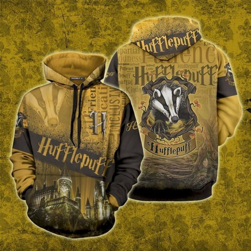 Hufflepuff Logo Harry Potter Houses 3d Hoodie