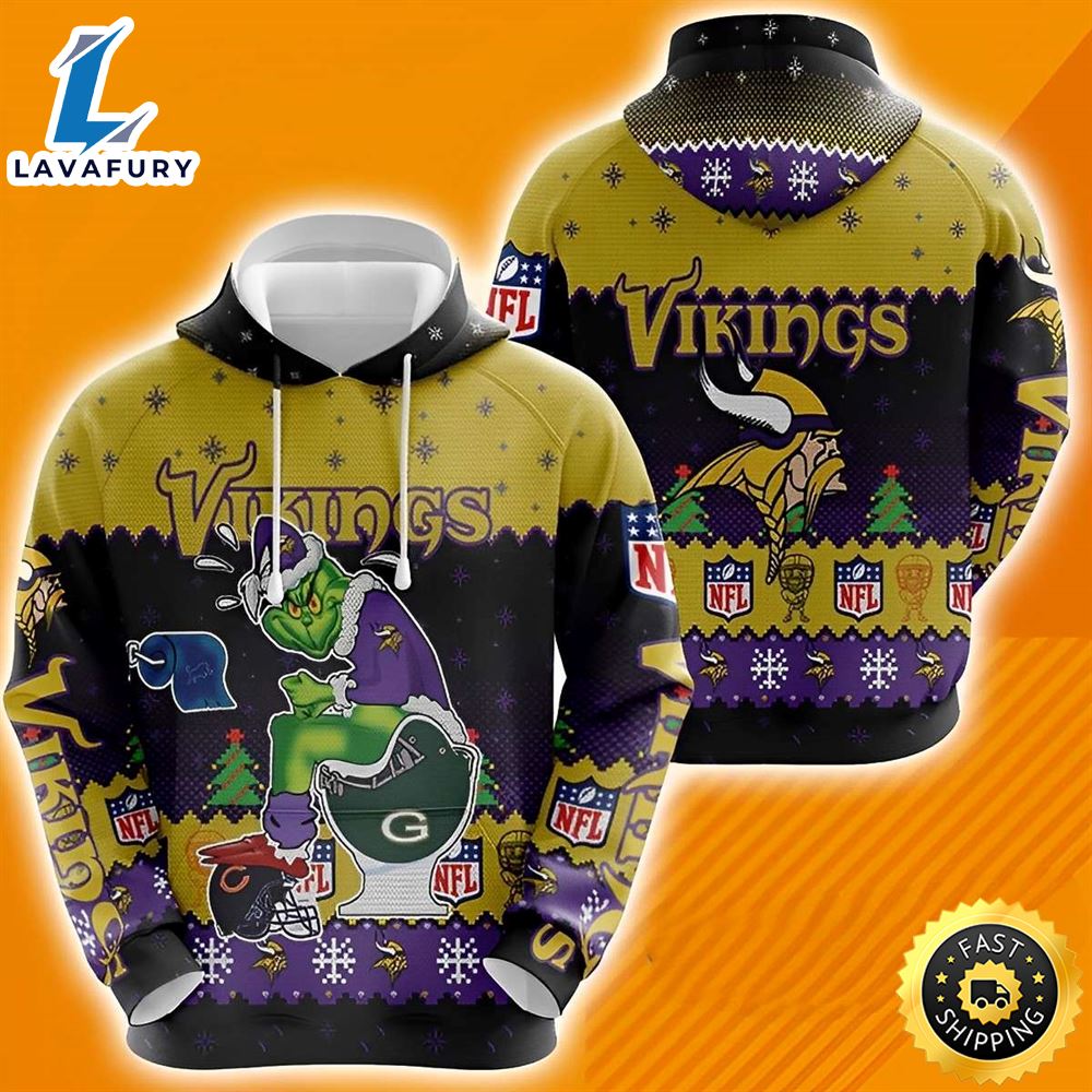 NFL Vikings Team Grinch Funny Christmas Hoodies The Grinch Hoodie