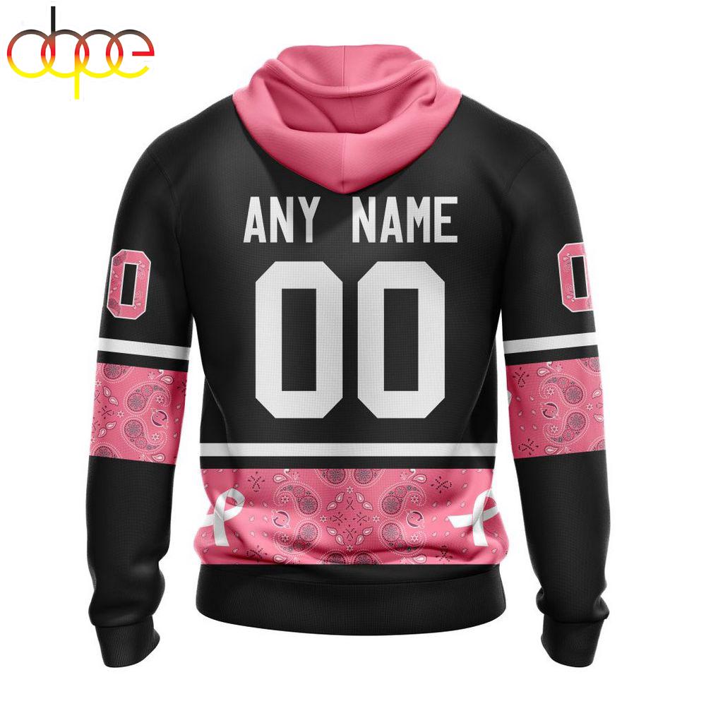 Custom Name And Number NHL New Jersey Devils Breast Cancer All Over Print Hoodie