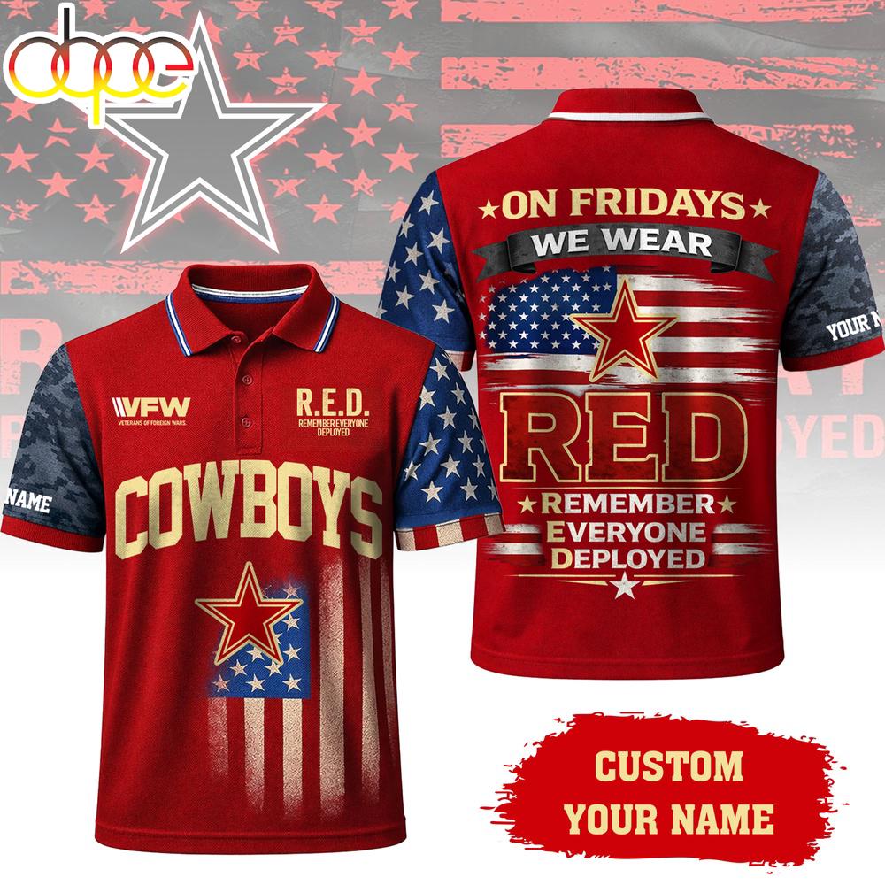 Custom Name  Dallas Cowboys NFL Red Friday Polo Shirt For Fans