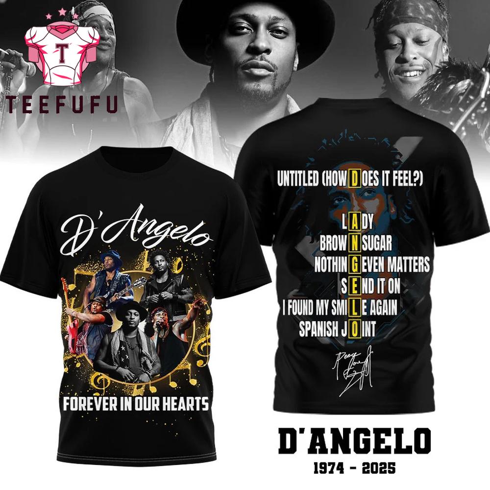 D'angelo 1974-2025 Forever in Our Hearts Black T Shirt