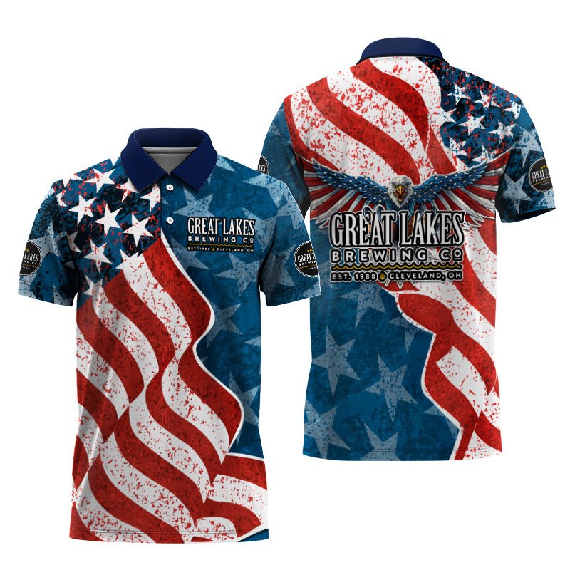 Great Lakes American Eagle Flag Polo Shirt