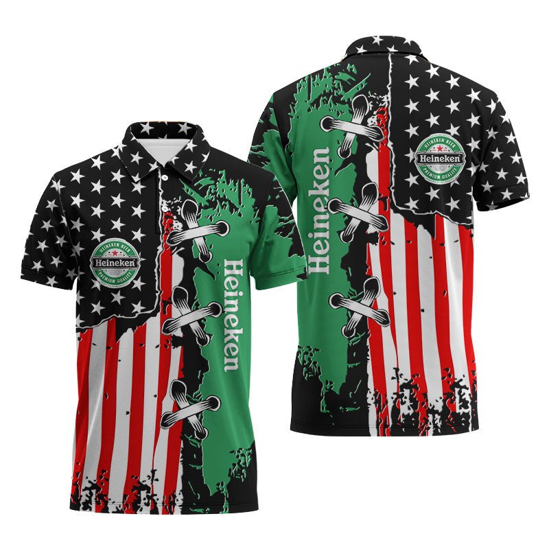 Heineken Patriotic Grunge Flag Polo Shirt