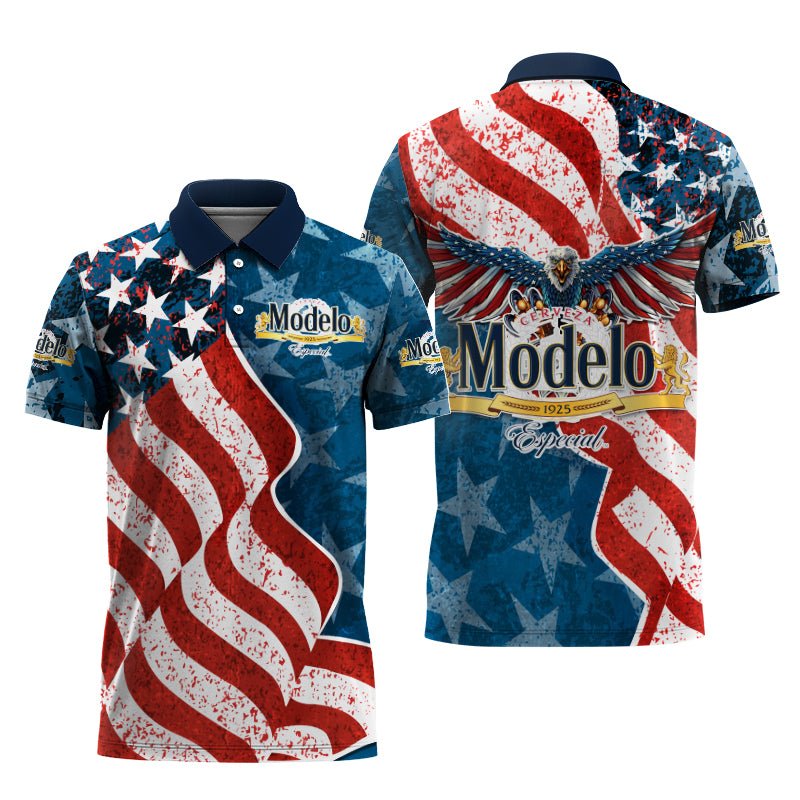 Modelo American Eagle Flag Polo Shirt
