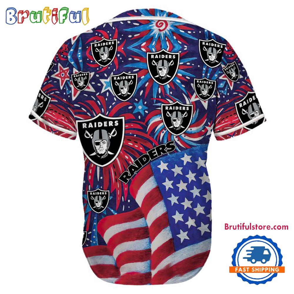 Las Vegas Raiders USA Flag Independence Day Baseball Jersey, Sport Team 4th of July Jersey