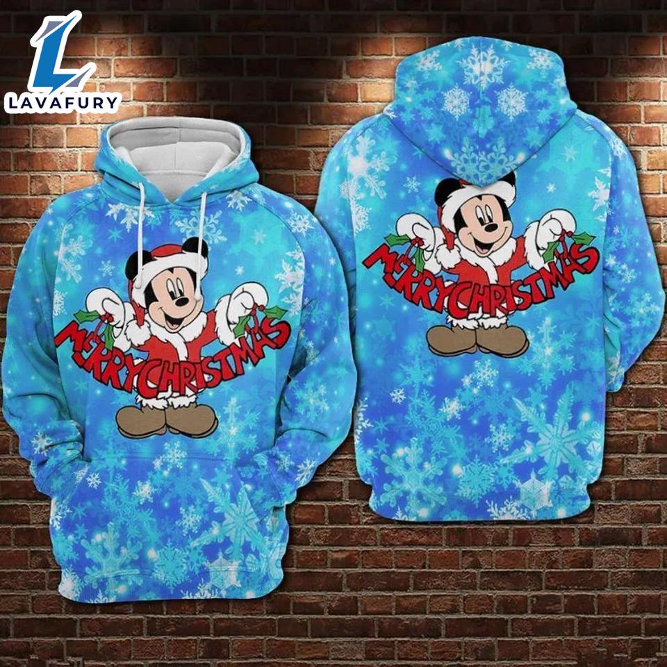Mickey Mouse Santa Merry Christmas Best Xmas Gift Hoodie 3D Printed - Shirts Gift for Mickey Lovers
